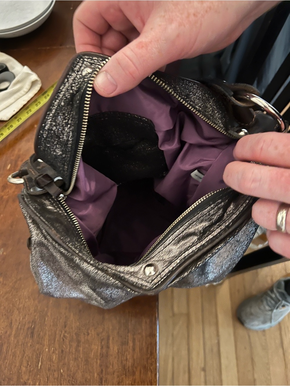 Tano Metallic Black Shoulder Hobo Bag - Picture 9 of 9